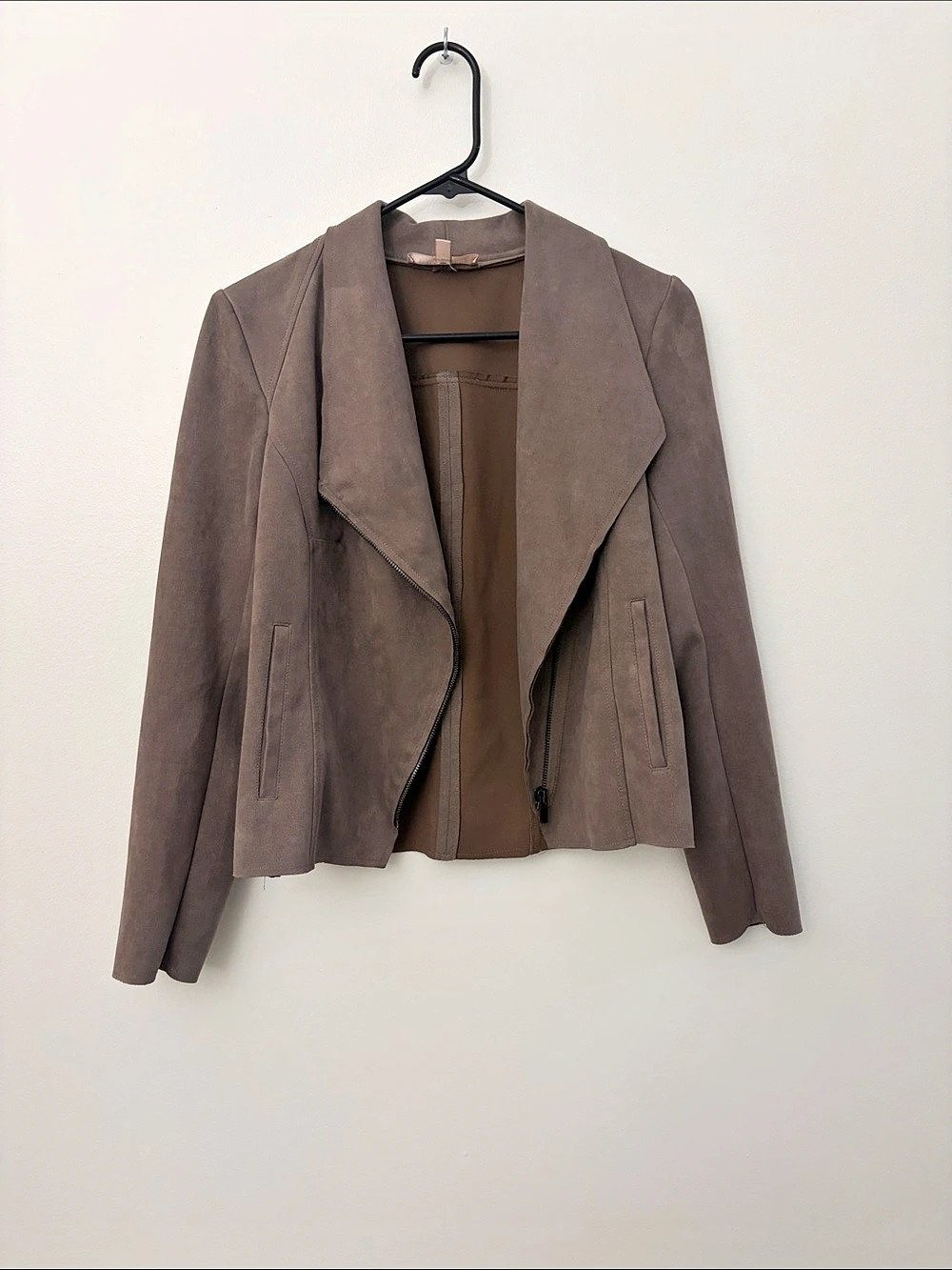 philosophy Suede-Look Moto Jacket in Brown Size Small